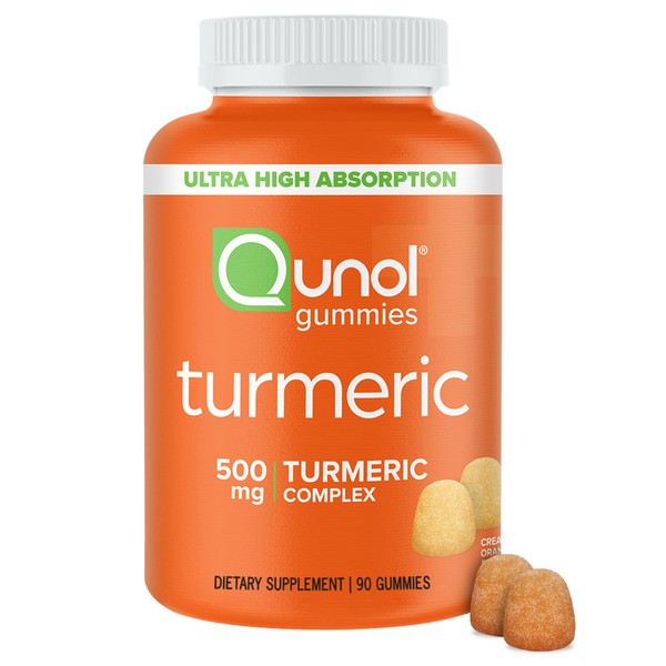Turmeric Gummies, Qunol Gummy with 500mg Turmeric Curcumin, Joint Support Supplement, Ultra High Absorption Tumeric Curcumin, Vegan, Gluten Free, 90 Count