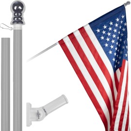 G128 5 Feet Tangle Free Spinning Flagpole (Silver) American Flag Pole Sleeve