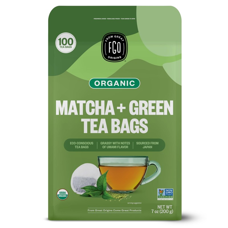 FGO Té Matcha y Verde Japonés Orgánico, 100 Bolsitas de