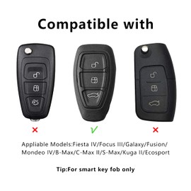 ABS Plastic Cover Suitable for Ford Smart Key Fob,3 Buttons Remote Control Smart Car Key Case, Compatible with Ford Fords/Focus/Fiesta/Kuga/C-Max,etc.-Red