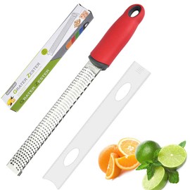 Hoshen 5 Colors Stainless Steel Lemon Grater, Multifunctional Cheese Grater, Sharp Stainless Steel Blade and Protective Cover, Safe Dishwasher - Red