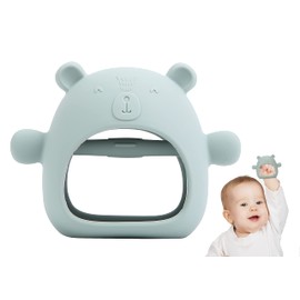 Bear Mitten Baby Teether, Anti-Drop Teething Toy for Babies 3+ Months, Silicone Teether for Baby Teething Relief, Infant Toy for Sucking Needs, BPA Free(Blue)