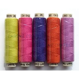 Sue Spargo Ellana Wool Blend Thread for Embroidery - Five 70-Yard Spools, Matches The ''Flower'' Colorway 2 Wool Applique Pack