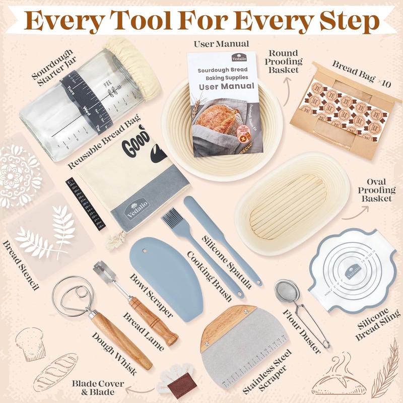 Sourdough Starter Kit, Sourdough Bread Baking Supplies, Bread Proofing Basket,