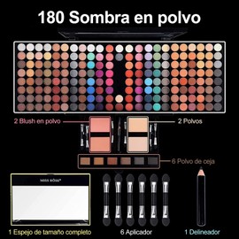 MISS ROSE Paleta De Maquillaje Para Sombra De Ojos, combinación con sombra de ojos Colorete facial Cejas en polvo Delineador de ojos Lápiz Espejo, Kit de maquillaje todo en uno para mujer Kit completo
