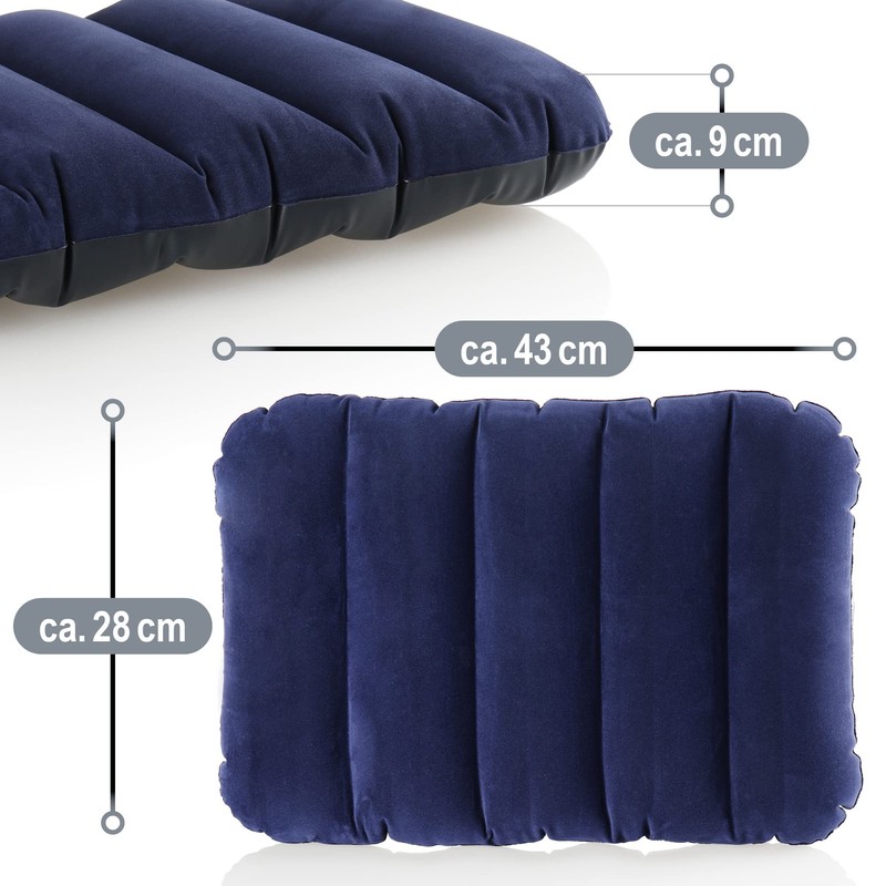 com-four® 2 x Inflatable Cushion - Comfortable Travel Pillow for