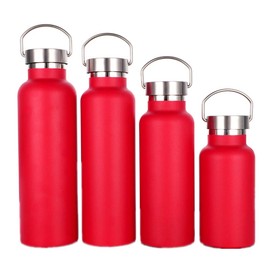 Gteller Double Walled Stainless Steel Vacuum Insulated Sports Water Bottle with Portable Stainless Lid, Wide Mouth (Red 12oz