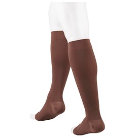 NuVein Medical Compression Stockings, 20-30 mmHg Support for Women & Men, Knee Length, Open Toe, Brown, Medium