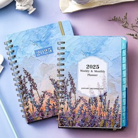 2025 Planner - Planner 2025, Weekly and Monthly Planner 2025, Jan 2025 - Dec 2025, 6.4" x 8.5", 12 Monthly Tabs, Holidays, Hardcover, Twin-wire Binding, Back Pocket, Premium Paper, Perfect Organizer