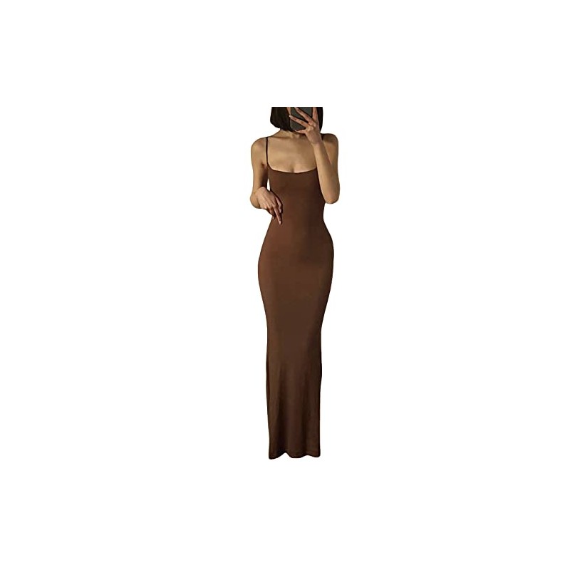Women's Cami Bodycon Dress Casual Basic Solid Dress Spaghetti Strap