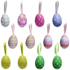 IHCEMIH Easter Egg, 12Pcs Easter Hanging Eggs Decorations Spring Tree Ornaments Colorful Foam Crafts Easter Home Party Decor Easter Eggs Gifts For Kids