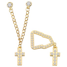 Cross Lapel Hat Pins, Creative Diamond Studded Cross Baseball Hat Pin with Chain, Mexican Christianity Lapel Brooch For Hat Badge Decoration Gift