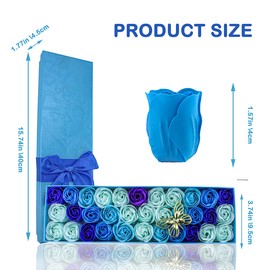 JIALEEY 33 PCS Floral Scented Bath Soap Rose Flower Petals, Plant Essential Oil Rose Soap Set Gifts Ideas for Her Women Girls Mom Valentine's Day, Blue Gift Box
