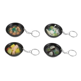 Parliky 4pcs Mini Food Keychain Realistic Miso Soup Pendant Cute Imitation Food Key Ring for Bag Backpack School Graduation Birthday