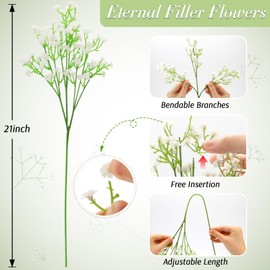 MERIXMAS Babys Breath Artificial Flowers, Real Touch Babys Breath Flowers Artificial Bulk for Wedding Decor, White Fake Flowers for Party Home Garden Decor (48, White)