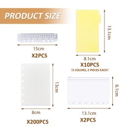 2 Dividers, 2 Storage Pockets, 2 Soft Rulers, 2 Graph Papers, Loose Leaf Notebook Set, Notebook Replacement Set