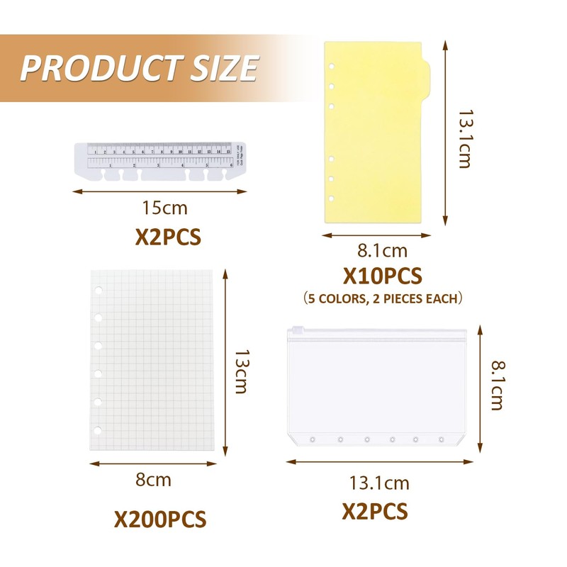 2 Dividers, 2 Storage Pockets, 2 Soft Rulers, 2 Graph