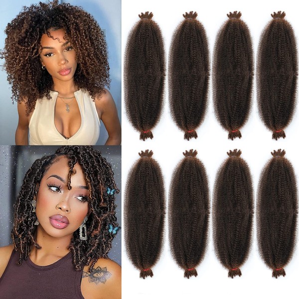 LPARMJIT Springy Afro Twist Hair 16 Inch 8 Packs Pre-Separated Kinky Marley Twist Braiding Hair for Soft Butterfly Locs Pre-Fluffed Afro Twist Hair Extensions (16 Inch (Pack of 8), T30)