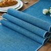Table Runner Washable Blue 30 x 180 cm Linen Rustic