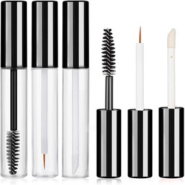 Molain Empty Mascara Tube, 5ML Eyeliner Tube and Lip Gloss Tubes, Eyelash Cream Container Bottle with Rubber Inserts for Castor Oil, Ideal Kit for DIY Cosmetics Clear Travel Bottle(Black,5ml)