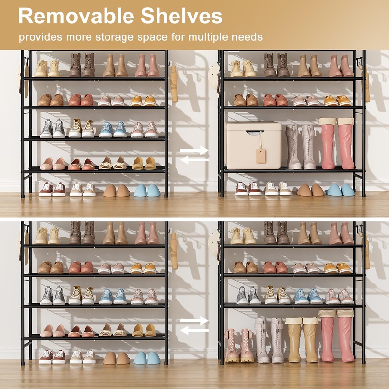 VILICK 5 Tier Shoe Rack 33" Wide Metal Shoe Organizer