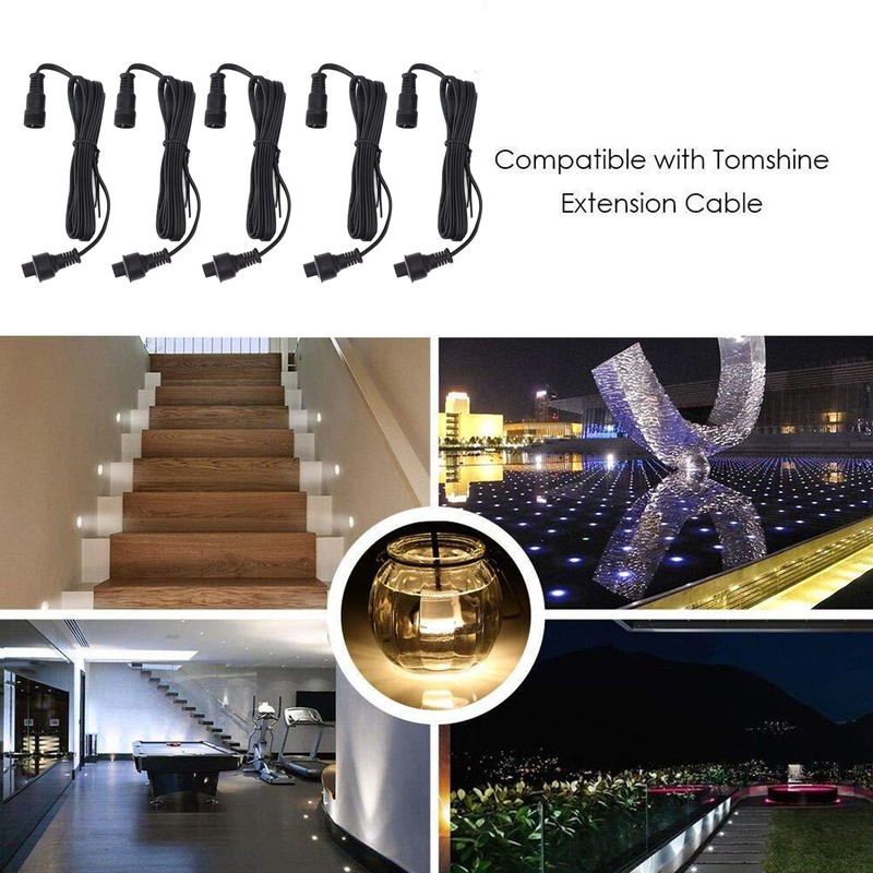 5pcs 4.9ft Deck Light Extension Cable IP67 Waterproof Extension Cord