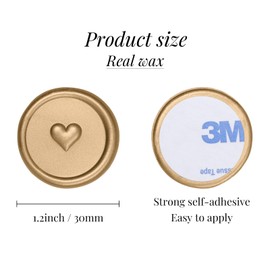 UNIQOOO Wax Seal Stickers - 3D Heart Wedding Invitation Envelope Seal Stickers, 50 Pcs Self-Adhesive Prosecco Metallic Lignt Gold Stickers, Perfect for Invitation, Christmas, Gift