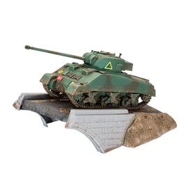 Revell 03299 First Diorama Set - Sherman Firefly Faithful Model Kit for Advanced Users, Starter Kit with Basic Accessories, Unpainted