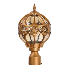 Zanritelit Outdoor Post Light Fixtures for Driveway Yard Patio Garden, Waterproof Exterior Pole Lamp, Outside Lawn Lighting, Aluminum House Outdoor Floor Light (Brass, 15.8"(H)-1 Pack)