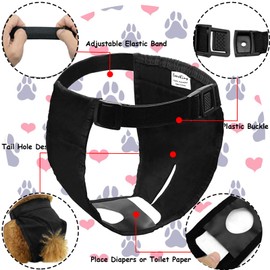 LeerKing Female Dog Pants for Dogs in Heat with Sanitary Pad for Monthly Bleeding Washable Protective Pants Black Pack of 3