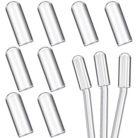 10 Pieces Glass Straw Tips Cover Reusable Drinking Straw Tips Cap Clear Lids Dust-Proof Straw Plugs for Various Styles of Straws (15 mm)