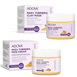 Paquete de 2 crema natural para la piel de cúrcuma y máscara de arcilla de cúrcuma Nad+, limpia la piel, reparación facial e hidratación, aclara las manchas oscuras, unifica el tono de la piel y