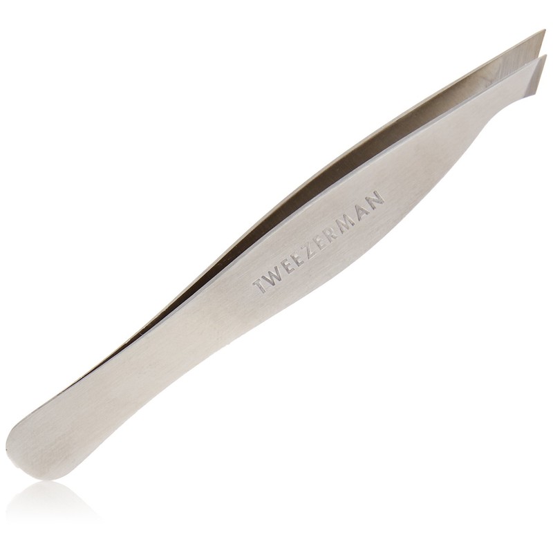Tweezerman Stainless Steel Slanted Point Tweezer - Eyebrow Precision Tweezers,