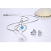 AMIGUO Women Love Heart Pendant Necklace Earrings Set, Sterling Silver