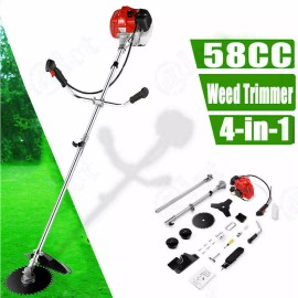 Unbranded 58CC/42.7CC 4-in-1 Gas String Trimmer Brush Cutter Straight Shaft Grass Cutter - 2 # 4 IN 1 - 58CC Red