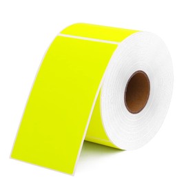 PARLAIM 5 X 3 Inch Permanent Rectangle Color Coding Stickers, 500PCS Square Moving Inventory Label Per Dispenser Box (Fluorescent Yellow)