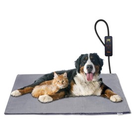 Toozey Large Pet Heating Pad, 6 Adjustable Temperature Dog Cat Heating Pad with Timer, Waterproof Heated Dog Bed with Chew Resistant Cord, Indoor Electric Pet Heated Mat 35x24in
