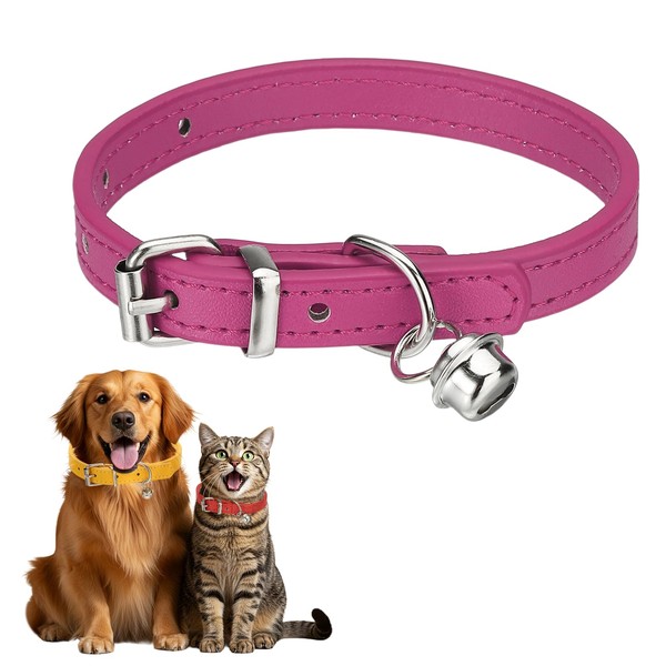 PETAXCELL Dog Collar with Bell, Pu Leather Cat Collars Pet
