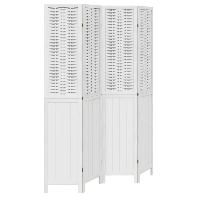 Solid White Wood Paulownia 4-Panel Screen & Room Divider Model