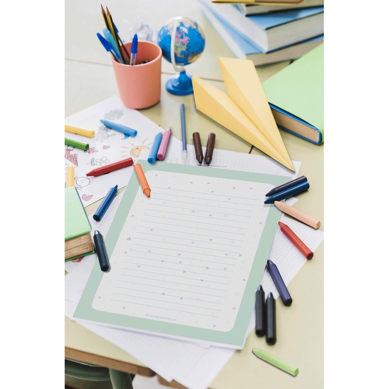 Friendly Fox Letter Paper Set "Triangles", DIN A4 Writing Paper