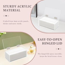 Dryer Face Towel Holder Box for Rectangular Face Wipes, Facial Cleansing Towels Container for Bathroom Vanity Countertop, Clear