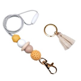 Beaded lanyard,id badge lanyard,teacher lanyard,silicon lanyard (Yellow)