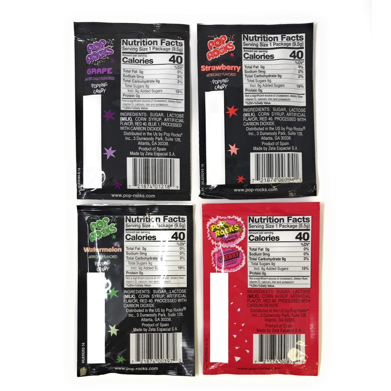 Pop Rocks Candy Variety 20 Pack 4 Flavor Assortment Strawberry,