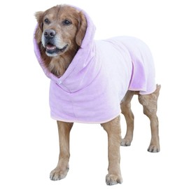 DOTEYAYP Dog Drying Coat with Hood, Adjustable Soft Wrap Bathrobe with Buckle, Super Absorbent Fast Drying Tower for Small, Medium, Large Dog Cats (Medium, Purple)