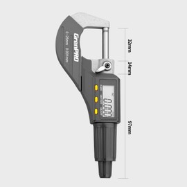 GRENPRO Digital Micrometer, Professional Inch/Metric Precision Thickness Gauge with Protective Case and Extra Battery, 0.00005"/0.001 mm Accuracy Professional Measuring Tools