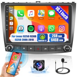 Fuluku【for Lexus IS250 IS300 IS350 2006-2010】 2+64GB Android Radio Dash Kit, 10.1'' Touch Screen Car Stereo with Wireless Carplay Android Auto, GPS/WiFi/32EQ DSP/Bluetooth 5.0/SWC/Mic, Backup Cam