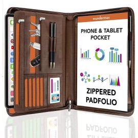 Wundermax Portfolio Binder 13 x 10.5 x 1.8 Inch, Vegan Leather, 3-Ring Padfolio