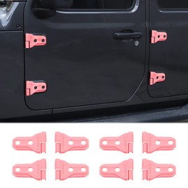 8PCS Door Hinge Cover Trim Accessories for 2018-2024 Jeep Wrangler JL JLU for 2020-2024 Jeep Gladiator JT (Pink)