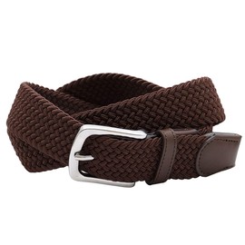 Falari Men Women Canvas Elastic Fabric Woven Stretch Braided Belt (1005 - Dark Brown, Medium)