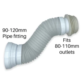 Flexible Toilet Pan Connector Universal WC Flexi Slinky Waste Soil Pipe 260mm-500mm
